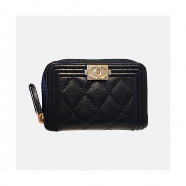 Chanel 2019 Ladies Wallet / Coin Purse / Card Purse  - 샤넬 2019 여성용 레더 반지갑 / 동전지갑 / 카드지갑 ,CHAW0013,11.5cm.블랙(금장)