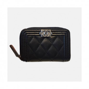 Chanel 2019 Ladies Wallet / Coin Purse / Card Purse  - 샤넬 2019 여성용 레더 반지갑 / 동전지갑 / 카드지갑 ,CHAW0012,11.5cm.블랙(은장)