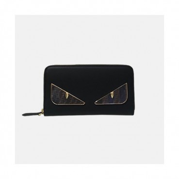 Fendi 2019 Bag Bugs Leather Zip Round Wallet - 펜디 남여공용 백버그 레더 지퍼 라운드 장지갑 FENW0081.Size(19cm).블랙