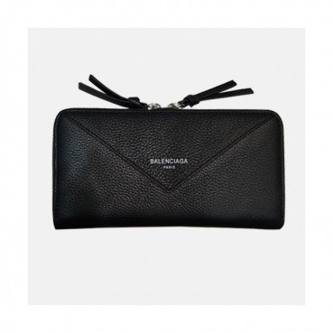 Balenciaga 2019 Leather Zip Round Wallet.19cm - 발렌시아가 2019 레더 남여공용 지퍼 라운드 장지갑 BGW0015.19cm,블랙