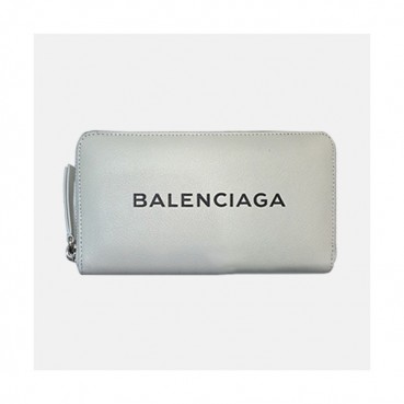 Balenciaga 2019 Leather Zip Round Wallet.19cm - 발렌시아가 2019 레더 남여공용 지퍼 라운드 장지갑 BGW0014.19cm,화이트