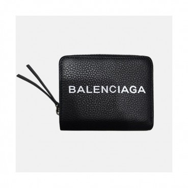 Balenciaga 2019 Leather Wallet.11.5cm - 발렌시아가 2019 레더 남여공용 월릿 BGW0010.11.5cm,블랙