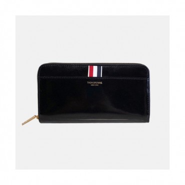 Thom Browne 2019 Leather Zip Round Wallet,21cm - 톰브라운 2019 레더 남여공용 지퍼 라운드 장지갑 TBW0017,21cm,블랙