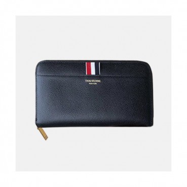 Thom Browne 2019 Leather Zip Round Wallet,21cm - 톰브라운 2019 레더 남여공용 지퍼 라운드 장지갑 TBW0008,21cm,블랙