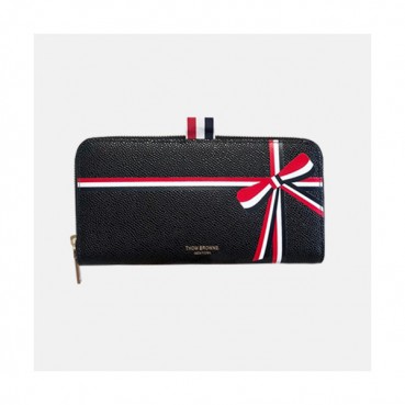Thom Browne 2019 Leather Zip Round Wallet,20cm - 톰브라운 2019 레더 남여공용 지퍼 라운드 장지갑 TBW0006,20cm,블랙