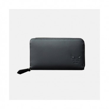 Fendi 2019 Leather Zip Round Wallet - 펜디 남여공용 레더 지퍼 라운드 장지갑 FENW0057.Size(19cm).블랙