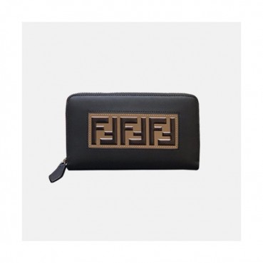 Fendi 2019 Leather Zip Round Wallet - 펜디 남여공용 레더 지퍼 라운드 장지갑 FENW0041.Size(19cm).블랙