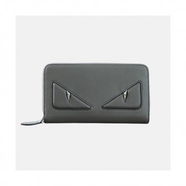 Fendi 2019 Leather Zip Round Wallet - 펜디 남여공용 레더 지퍼 라운드 장지갑 FENW0015.Size(19cm).그레이