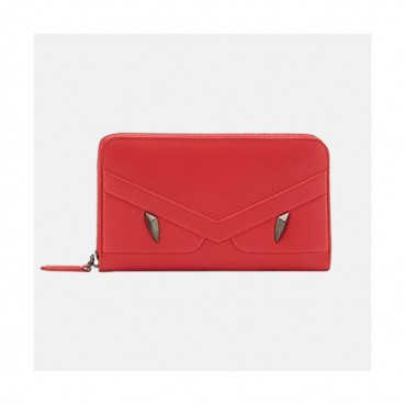 Fendi 2019 Leather Bag Bugs Zip Round Wallet - 펜디 남여공용 레더 백 버그 지퍼 라운드 장지갑 FENW0011.Size(19cm).레드