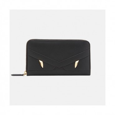 Fendi 2019 Leather Bag Bugs Zip Round Wallet - 펜디 남여공용 레더 백 버그 지퍼 라운드 장지갑 FENW0008.Size(19cm).블랙