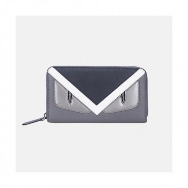 Fendi 2019 Leather Zip Round Wallet - 펜디 남여공용 레더 지퍼 라운드 장지갑 FENW0001.Size(19cm).그레이