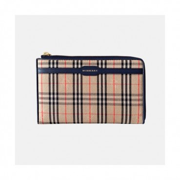 Burberry 2019 Leather Zip Round Wallet - 버버리 남여공용 레더 지퍼 라운드 장지갑 BURW0052.Size(21.5CM).네이비