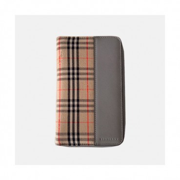 Burberry 2019 Check Leather Zip Round Wallet - 버버리 체크 레더 남성용 지퍼라운드 장지갑 BURW0004.Size(20CM).그레이