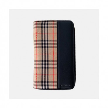 Burberry 2019 Check Leather Zip Round Wallet - 버버리 체크 레더 남성용 지퍼라운드 장지갑 BURW0004.Size(20CM).블랙