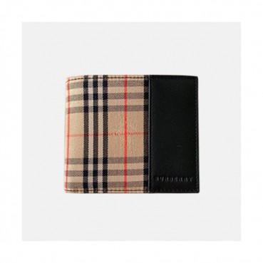 Burberry 2019 Check Leather Wallet - 버버리 체크 레더 남성용 반지갑 BURW0001.Size(10CM).블랙