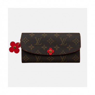 Louis Vuitton 2019 Ladies Monogram Emilie Wallet M64202 - 루이비통 모노그램 에밀리 월릿 장지갑 LOUW0088.Size(19cm).브라운+레드