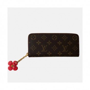 Louis Vuitton 2019 Ladies Clemence Zippy Wallet M64201 -  루이비통 모노그램 캔버스 클레망스 지피 월릿 장지갑 LOUW0083.Size(19.5CM).브라운+레드