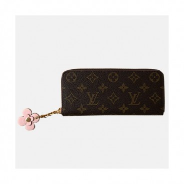 Louis Vuitton 2019 Ladies Clemence Zippy Wallet M64201 -  루이비통 모노그램 캔버스 클레망스 지피 월릿 장지갑 LOUW0082.Size(19.5CM).브라운+핑크
