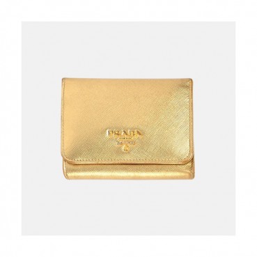 Prada 2019 Womens Saffiano Metal Logo Small Wallet - 프라다 여성 사피아노 메탈 고로 반지갑 Pra0545x.Size(11cm).골드