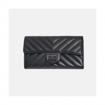 Chanel 2019 Womens 2.55 Buckle Chevron - 샤넬 여성 2.55 버클 쉐브론 장지갑 Cnl0341x.Size(18cm).블랙