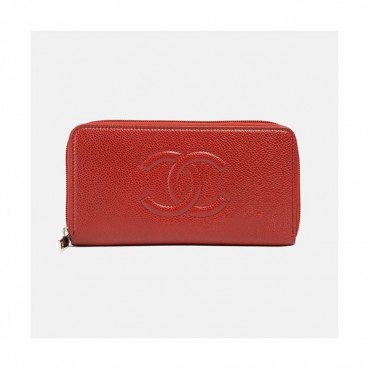 Chanel 2019 Womens CC Logo Cavier Zip Round Long Purse - 샤넬 여성 cc로고 캐비어 지퍼 라운드 장지갑 Cnl0335x.Size(19cm).레드