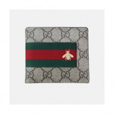Gucci 2019 Mens GG Supreme Web Embroidery Bifold Wallet 408827 - 구찌 GG슈프림 웹자수 2단지갑 Guc0536x.11CM.브라운