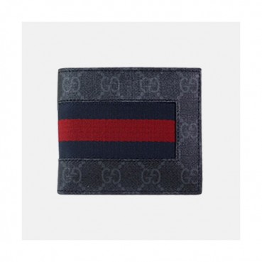 Gucci 2019 Mens Signature Web Detail Bifold Wallet 408827 - 구찌 시그니처 웹디테일 2단지갑 Guc0535x.12CM.네이비