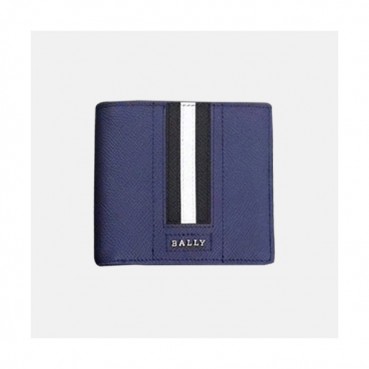 Bally 2019 Mens Taliro Steel Logo Leather Bifold Wallet - 발리 남성 신상 로고 레더 반지갑 Bly0041x.네이비