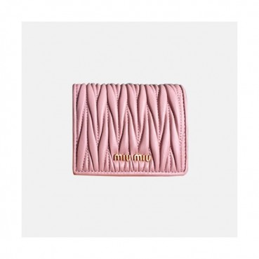 18/19 MiuMiu Ladies Matelassé Logo Small Wallet 5MV204 - 미우미우 마테라쎄 로고 남자 반지갑 MIU0073X  8CM