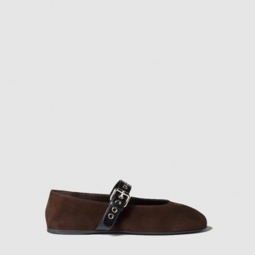 미우미우 여성 스웨이드 발레리나 - Miumiu Womens Suede Ballerina 