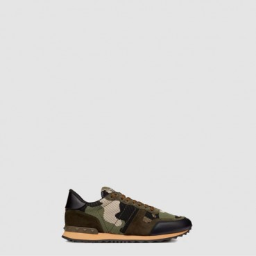 발렌티노 남성 라미네이트 가공 카무플라주 느와르 락러너 스니커즈 - Valentino Mens Laminated Camouflage Noir Rockrunner Sneakers 