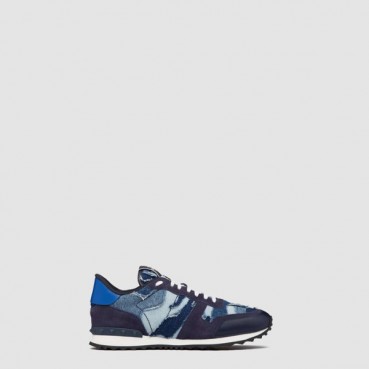 발렌티노 남성 라미네이트 가공 카무플라주 느와르 락러너 스니커즈 - Valentino Mens Laminated Camouflage Noir Rockrunner Sneakers 