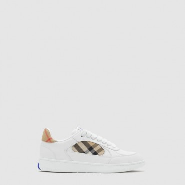 버버리 남성 레더 체크 테라스 스니커즈 - Burberry Mens Leather Check Terrace Sneakers 