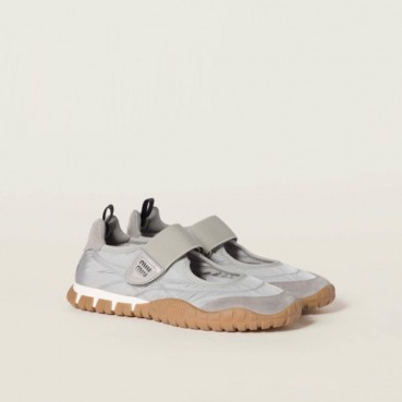 미우미우 여성 타이어 테크니컬 패브릭 스웨이드 발레리나 - Miumiu Womens Tyre Technical Fabric Suede Ballerina 