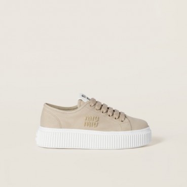 미우미우 여성 로고 장식 데님 스니커즈 - Miumiu Womens Logo Decorated Denim Sneakers 