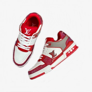 루이비통 남성 레드 스니커즈 - Louis vuitton Mens Red Sneakers 