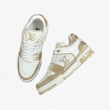 루이비통 남성 베이지 스니커즈 - Louis vuitton Mens Beige Sneakers 