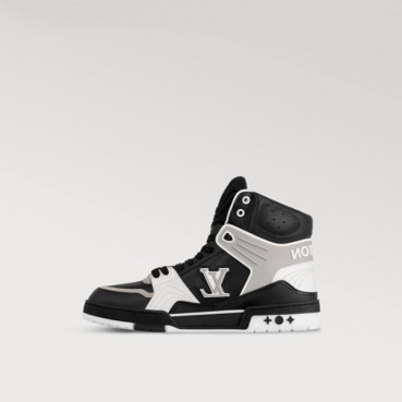 루이비통 남성 블랙 하이탑 스니커즈 - Louis vuitton Mens Black Sneakers 