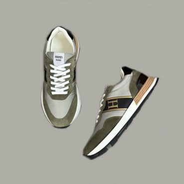 에르메스 남성 엔볼 카키 스니커즈 - Hermes Mens Khaki Sneakers 