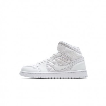 나이키 남/녀 화이트 하이탑 스니커즈 - Nike Air Jordan 1 Mid Unisex Sneakers 