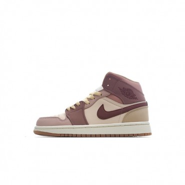 나이키 남/녀 버건디 하이탑 스니커즈 - Nike Air Jordan 1 Mid Unisex Sneakers 