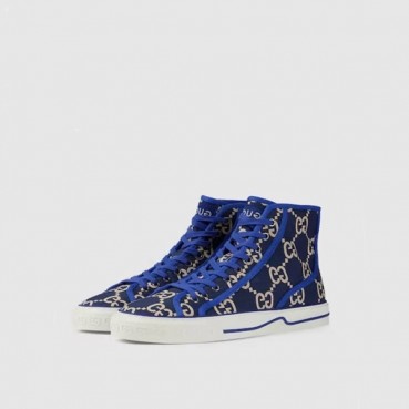 구찌 남성 블루 테니스 하이탑 스니커즈 - Gucci Mens Tennis Sneakers 