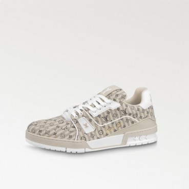 루이비통 남성 베이지 스니커즈 - Louis vuitton Mens Beige Sneakers 