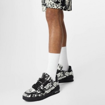 루이비통 남성 Trainer 블랙 스니커즈 - Louis vuitton Mens Black Sneakers 