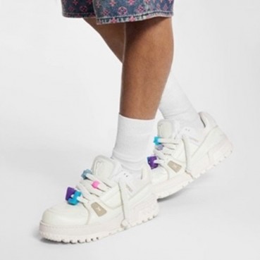 루이비통 남/녀 화이트 스니커즈 - Louis vuitton Unisex White Sneakers 