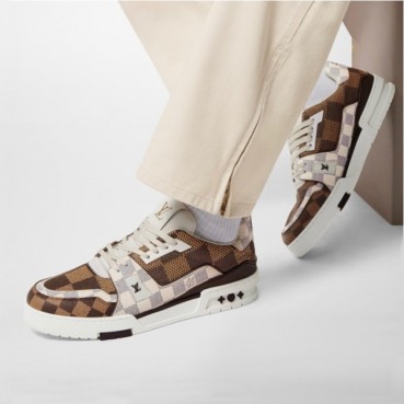 루이비통 남/녀 브라운 스니커즈 - Louis vuitton Unisex Brown Sneakers 