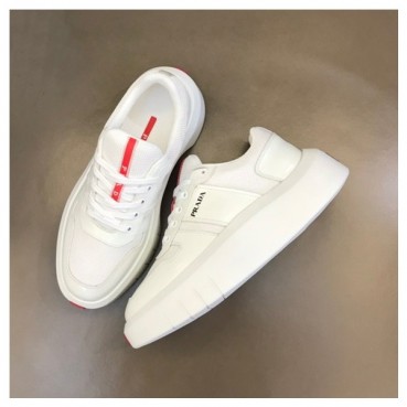 프라다 남성 화이트 스니커즈 - Prada Mens White Sneakers 