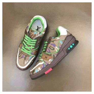 루이비통 남성 카멜 스니커즈 - Louis vuitton Mens Camel Sneakers 