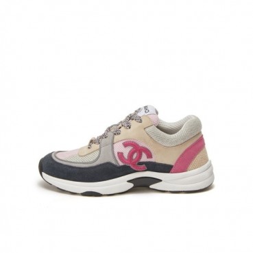 샤넬 남/녀 핑크 CC 스니커즈 - Chanel Unisex Pink Sneakers 
