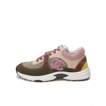 샤넬 남/녀 핑크 CC 스니커즈 - Chanel Unisex Pink Sneakers 